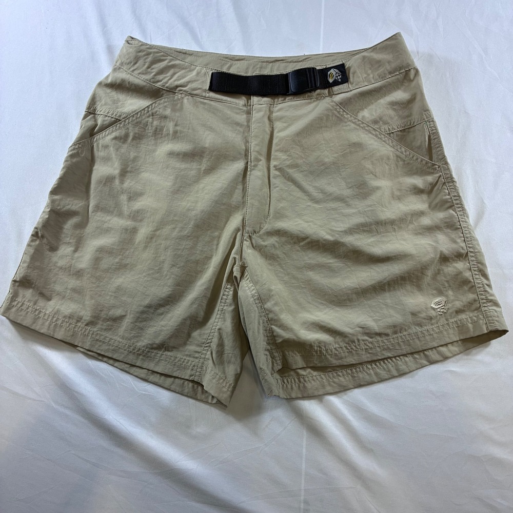 Mountain Hardwear Womens Tan Khaki Hiking Shorts Built-in Belt Hiking size 8